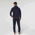 Men Lacoste V0ZN1276 Navy Blue 166 Terrycloth Zip Lounge Sweatshirt - Image 3