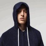Men Lacoste V0ZN1276 Navy Blue 166 Terrycloth Zip Lounge Sweatshirt - Image 4