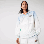 Men Lacoste V0ZN1280 Blue White Turquoise 3UX LIVE Light Pullover Windbreaker - Image 2