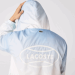 Men Lacoste V0ZN1280 Blue White Turquoise 3UX LIVE Light Pullover Windbreaker - Image 3