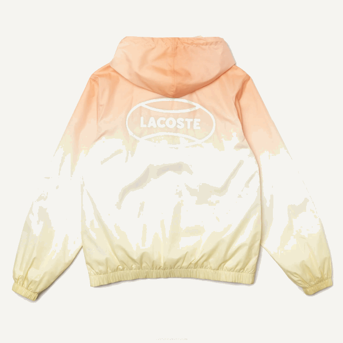 Men Lacoste V0ZN1281 Orange White Yellow Z81 LIVE Light Pullover Windbreaker - Image 7
