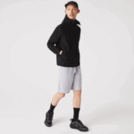 Men Lacoste V0ZN1284 Black 031 Hooded Lettering Light Zip Jacket - Image 2
