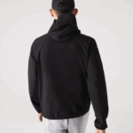 Men Lacoste V0ZN1284 Black 031 Hooded Lettering Light Zip Jacket - Image 3