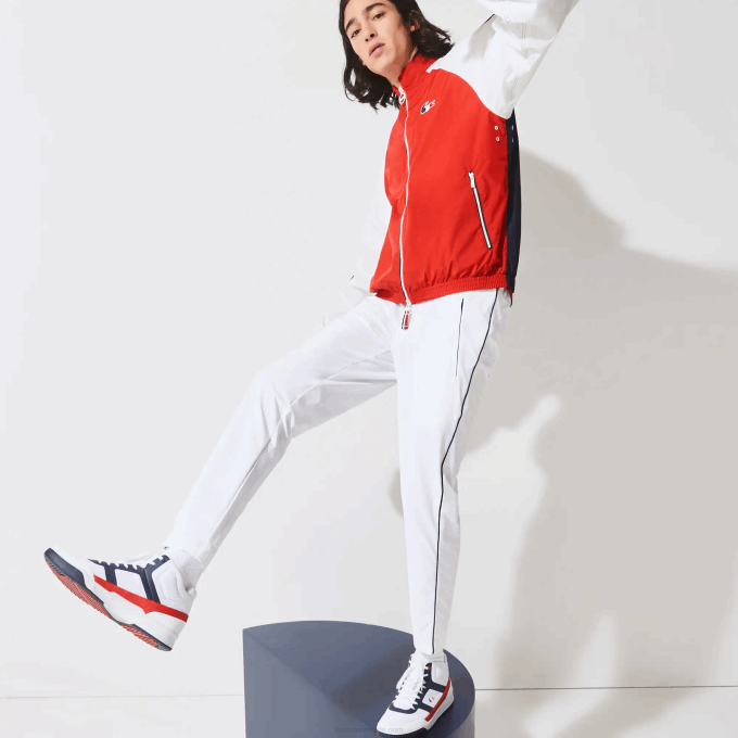 Men Lacoste V0ZN1287 Red White Navy Blue YY2 SPORT French Sporting Spirit Edition Water-Resistant Zip Jacket - Image 2
