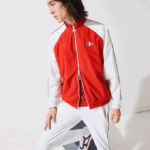 Men Lacoste V0ZN1287 Red White Navy Blue YY2 SPORT French Sporting Spirit Edition Water-Resistant Zip Jacket - Image 5