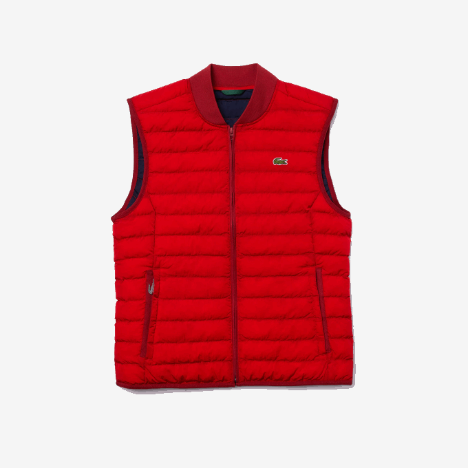 Men Lacoste V0ZN1288 Red 240 Lightweight Foldable Water-Resistant Puffer Coat - Image 4