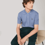 Men Lacoste V0ZN128 Blue Chine 1GF Original L.12.12 Heathered Polo