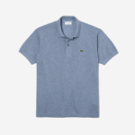 Men Lacoste V0ZN128 Blue Chine 1GF Original L.12.12 Heathered Polo - Image 5