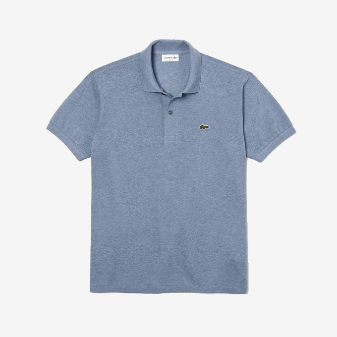 Men Lacoste V0ZN128 Blue Chine 1GF Original L.12.12 Heathered Polo - Image 5