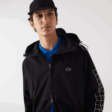 Men Lacoste V0ZN1292 Black 031 Branded Twill Jacket