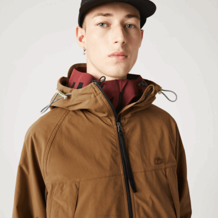 Men Lacoste V0ZN1293 Brown Z0W Branded Twill Jacket
