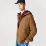 Men Lacoste V0ZN1293 Brown Z0W Branded Twill Jacket - Image 7