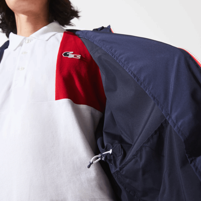 Men Lacoste V0ZN1296 Navy Blue White Red LAW SPORT French Sporting Spirit Edition Foldable Raincoat - Image 7