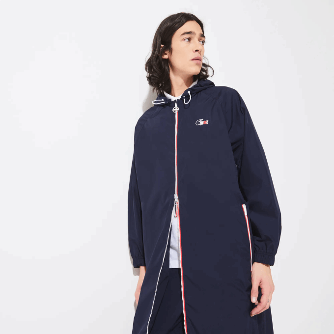 Men Lacoste V0ZN1296 Navy Blue White Red LAW SPORT French Sporting Spirit Edition Foldable Raincoat - Image 1