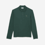 Men Lacoste V0ZN1301 Green 5HX Original L.12.12 Long Sleeve Polo - Image 4
