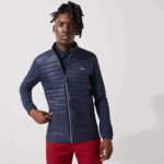 Men Lacoste V0ZN1302 Navy Blue 5FS SPORT Lightweight Water-Resistant Quilted Golf Jacket