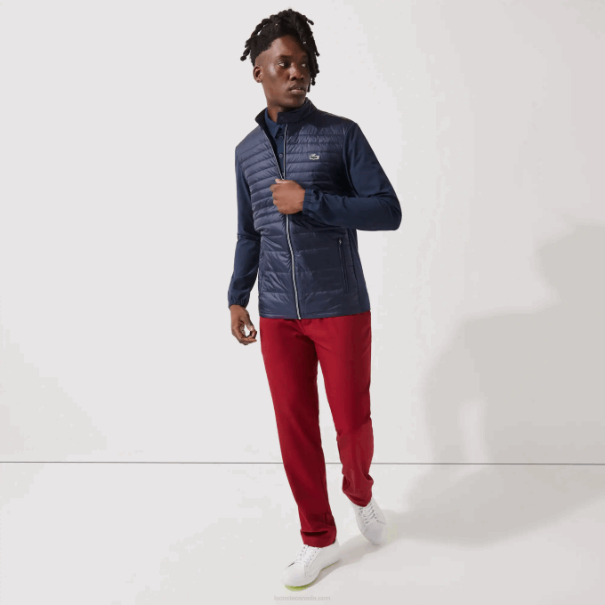 Men Lacoste V0ZN1302 Navy Blue 5FS SPORT Lightweight Water-Resistant Quilted Golf Jacket - Image 4