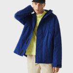 Men Lacoste V0ZN1308 Blue BDM Water-Resistant Quilted Parka