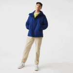 Men Lacoste V0ZN1308 Blue BDM Water-Resistant Quilted Parka - Image 6