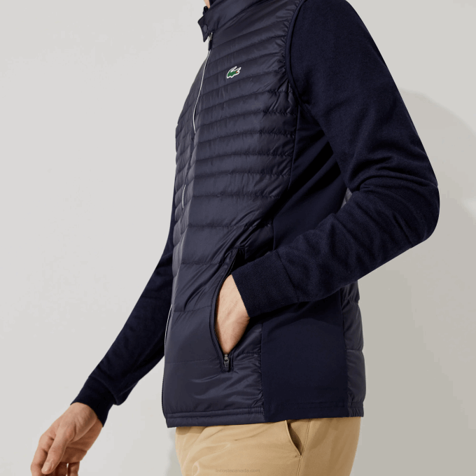 Men Lacoste V0ZN1309 Navy Blue 5FS SPORT Lightweight Water-Resistant Quilted Golf Vest - Image 4