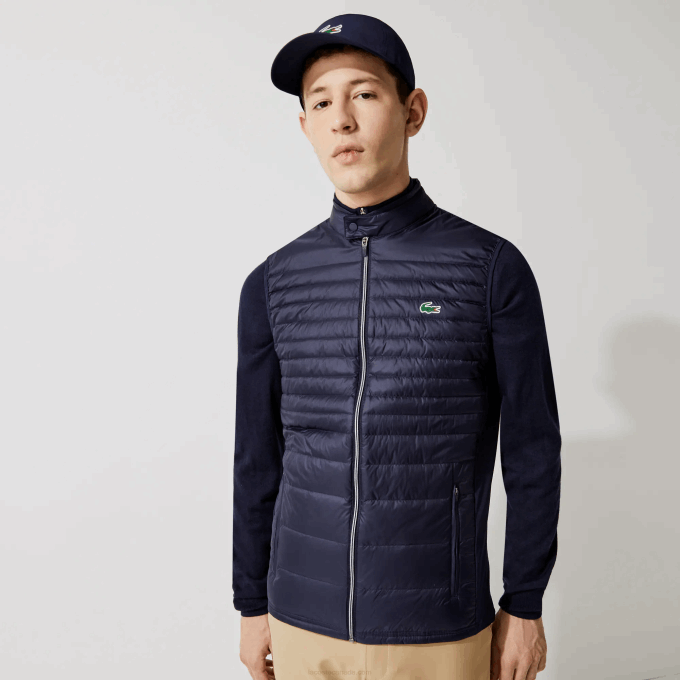 Men Lacoste V0ZN1309 Navy Blue 5FS SPORT Lightweight Water-Resistant Quilted Golf Vest - Image 1