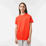 Men Lacoste V0ZN130 Orange 02K Crew Neck Pima Cotton Jersey T-Shirt