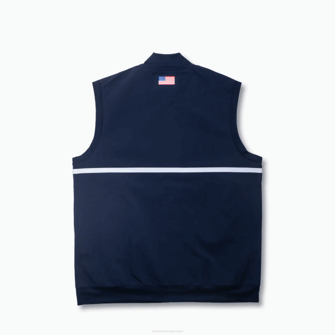 Men Lacoste V0ZN1311 Navy Blue Red White DB3 SPORT Contrast Band Jacket - Image 2
