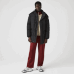 Men Lacoste V0ZN1317 Black 031 Detachable Hood Long Puffer Coat