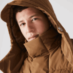 Men Lacoste V0ZN1318 Brown Z0W Detachable Hood Long Puffer Coat - Image 2