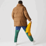 Men Lacoste V0ZN1318 Brown Z0W Detachable Hood Long Puffer Coat - Image 3