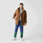 Men Lacoste V0ZN1318 Brown Z0W Detachable Hood Long Puffer Coat - Image 4