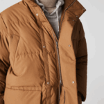 Men Lacoste V0ZN1318 Brown Z0W Detachable Hood Long Puffer Coat - Image 7