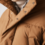 Men Lacoste V0ZN1318 Brown Z0W Detachable Hood Long Puffer Coat - Image 8