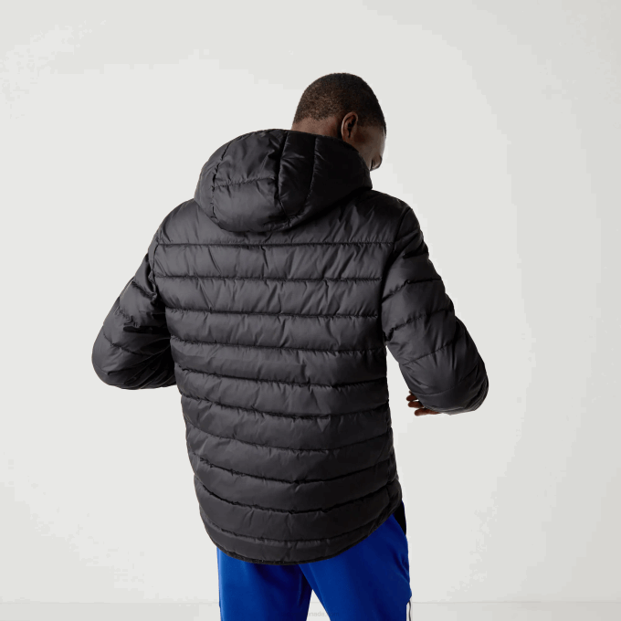 Men Lacoste V0ZN1319 Black C31 SPORT Hooded Water-Resistant Quilted Jacket - Image 2