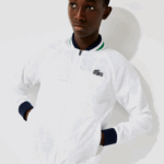 Men Lacoste V0ZN1321 White Navy Blue White Green GQE SPORT Lightweight Water-Resistant Jacket - Image 2