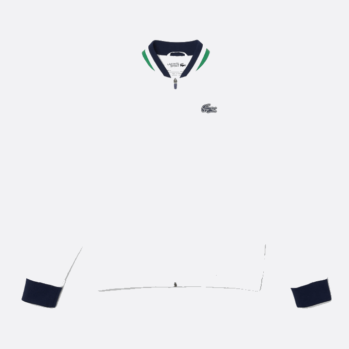 Men Lacoste V0ZN1321 White Navy Blue White Green GQE SPORT Lightweight Water-Resistant Jacket - Image 4