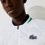 Men Lacoste V0ZN1321 White Navy Blue White Green GQE SPORT Lightweight Water-Resistant Jacket - Image 5