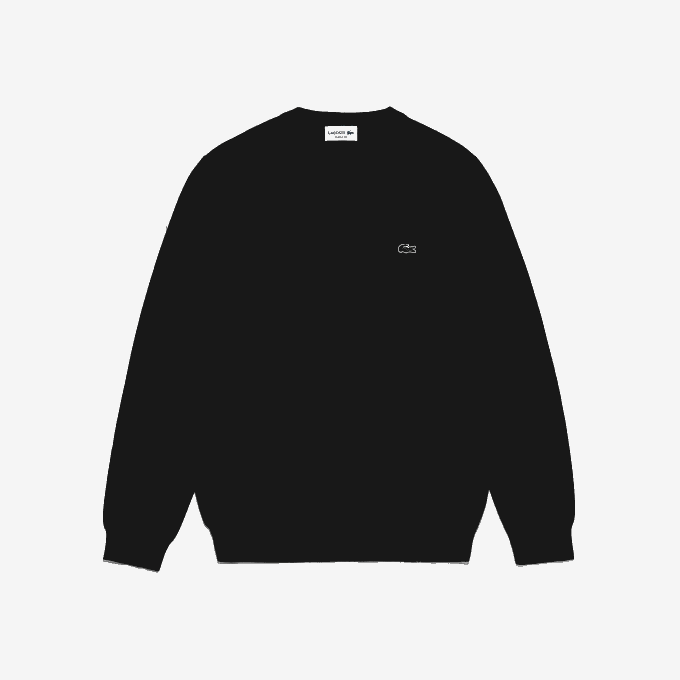 Men Lacoste V0ZN1323 Black 031 V-Neck Organic Cotton Sweater - Image 4