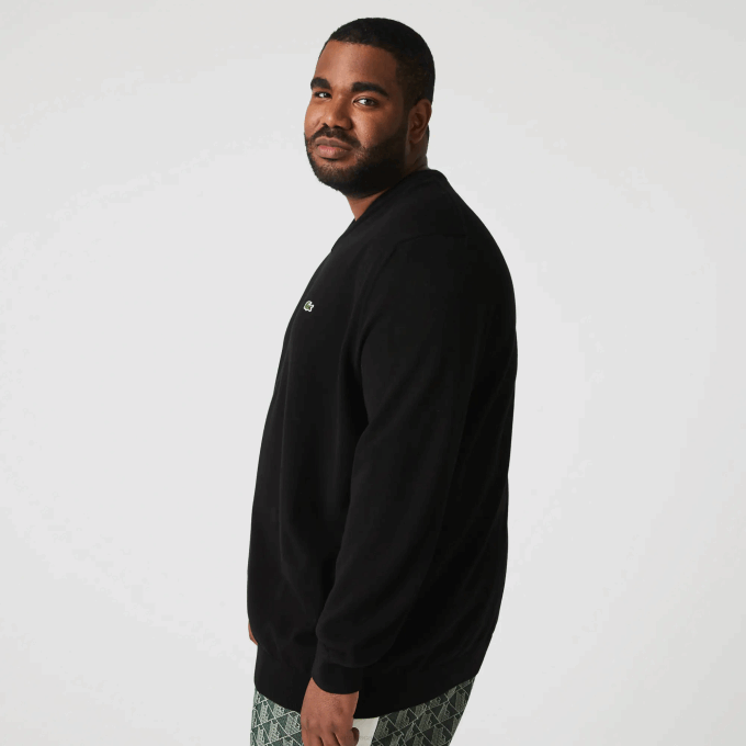 Men Lacoste V0ZN1323 Black 031 V-Neck Organic Cotton Sweater - Image 6