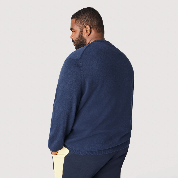 Men Lacoste V0ZN1325 Blue Chine 3GF V-Neck Organic Cotton Sweater - Image 7