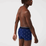 Men Lacoste V0ZN1327 Navy Blue Grey Chine Red W3T Casual Signature Boxer Trunks 3-Pack - Image 3