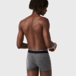 Men Lacoste V0ZN1328 Black Grey Chine VDP Casual Signature Boxer Trunks 3-Pack - Image 3