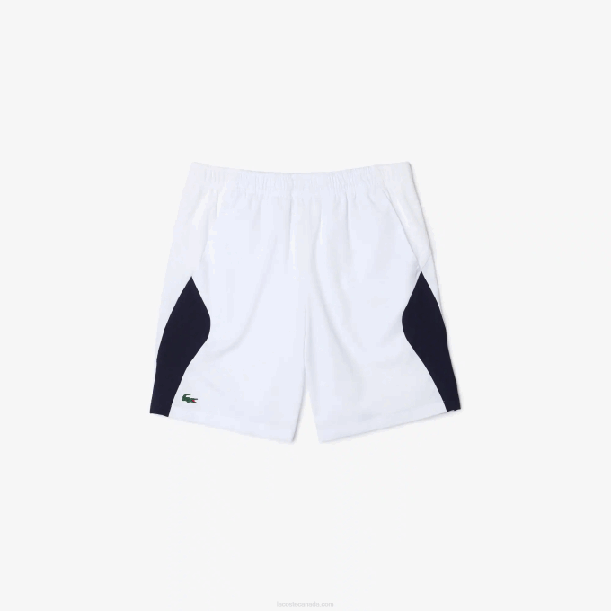 Men Lacoste V0ZN1330 White Navy Blue 522 SPORT Regular Fit Seamless Tennis Shorts - Image 4