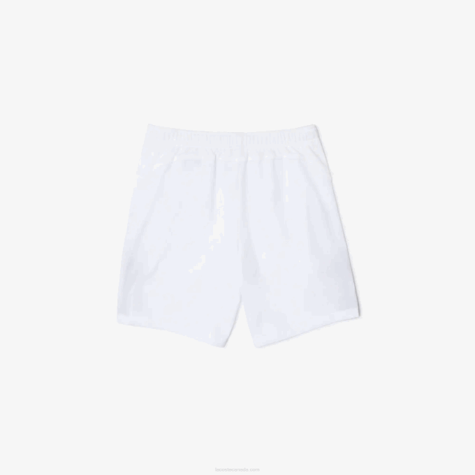 Men Lacoste V0ZN1330 White Navy Blue 522 SPORT Regular Fit Seamless Tennis Shorts - Image 5