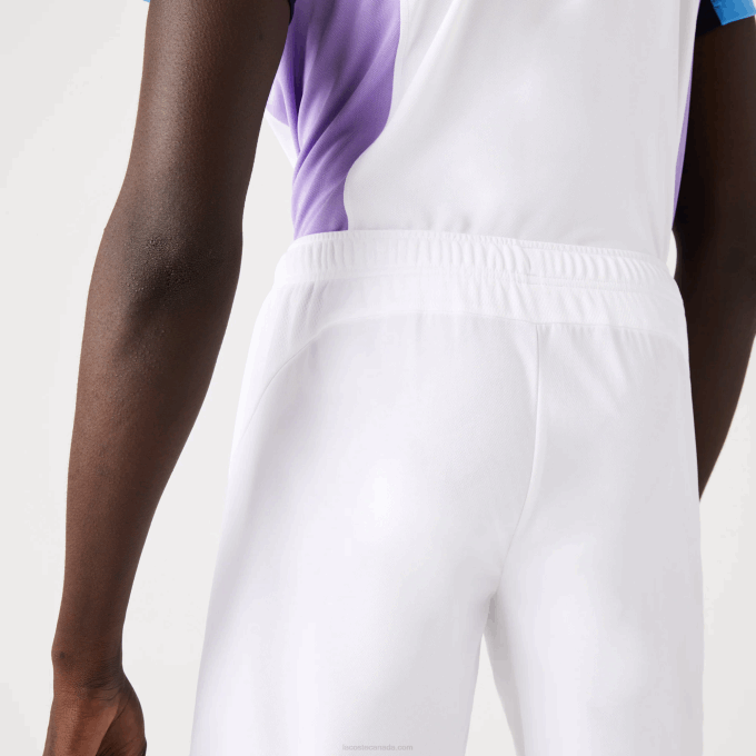 Men Lacoste V0ZN1330 White Navy Blue 522 SPORT Regular Fit Seamless Tennis Shorts - Image 7