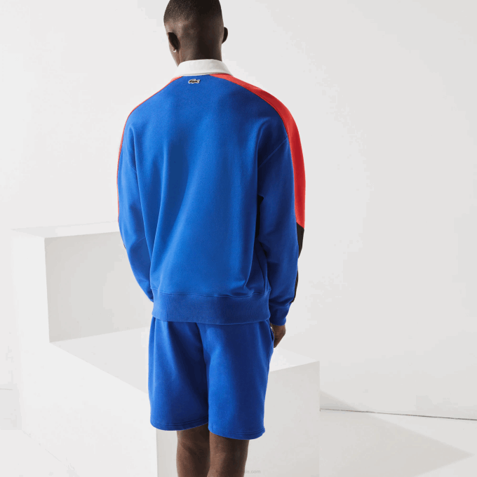 Men Lacoste V0ZN1339 Blue HJM SPORT Tennis Fleece Shorts - Image 3