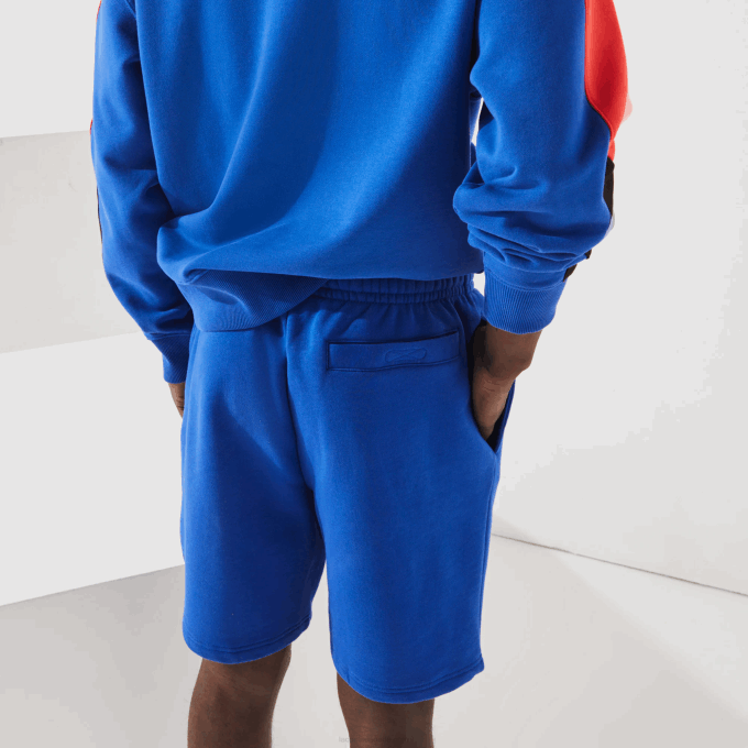 Men Lacoste V0ZN1339 Blue HJM SPORT Tennis Fleece Shorts - Image 5