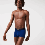 Men Lacoste V0ZN1342 White Grey Chine Navy Blue BCK Mismatched Stretch Cotton Trunk 3-Pack - Image 4