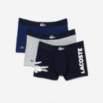 Men Lacoste V0ZN1342 White Grey Chine Navy Blue BCK Mismatched Stretch Cotton Trunk 3-Pack - Image 5