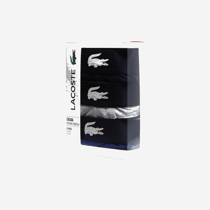 Men Lacoste V0ZN1342 White Grey Chine Navy Blue BCK Mismatched Stretch Cotton Trunk 3-Pack - Image 6